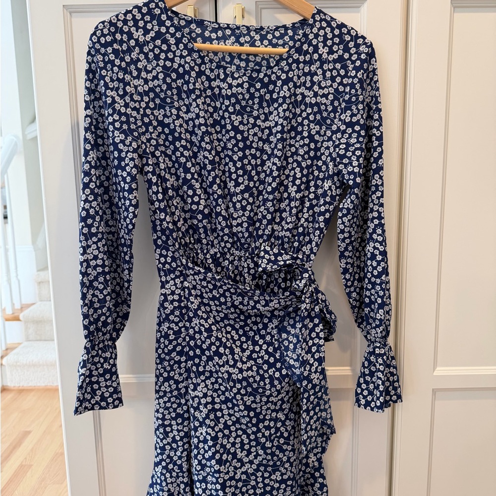Relipop Floral Blue Wrap Dress | Size Small